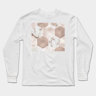 Artico marble rose gold pearl hexagons Long Sleeve T-Shirt